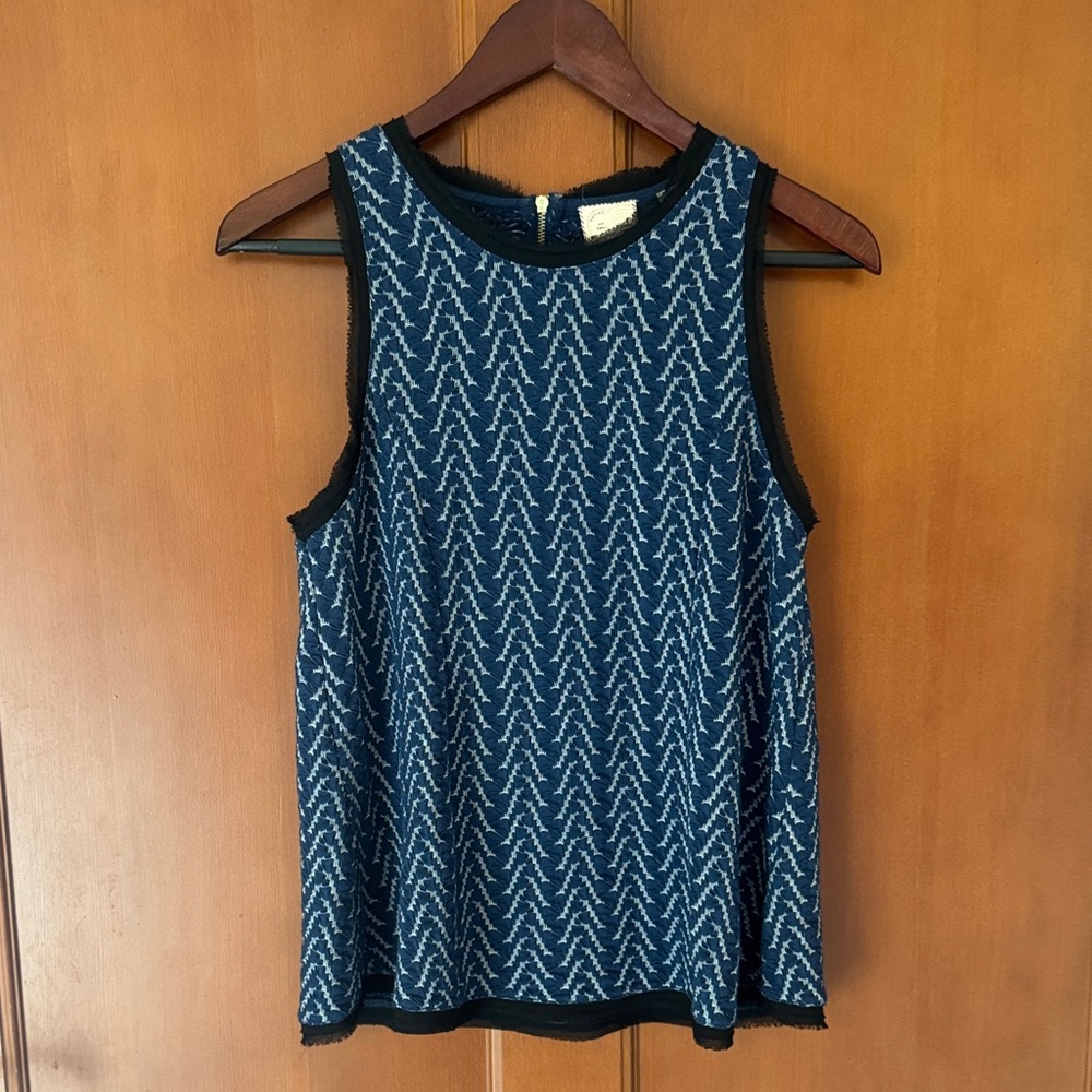 Anthro Blue Patterned Sleeveless Top